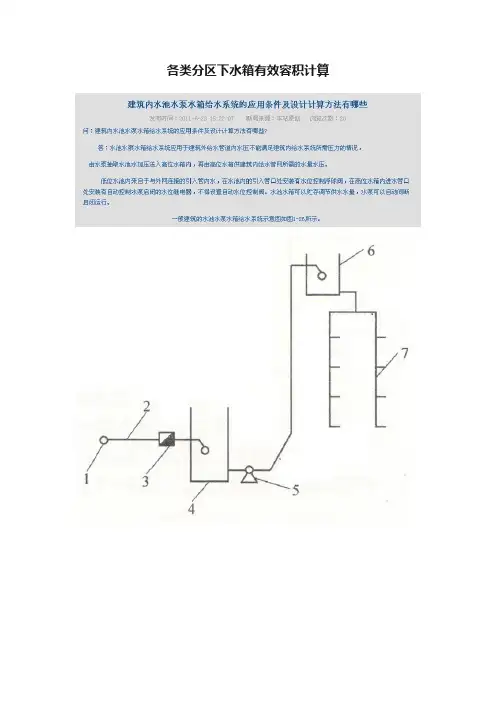 各类分区下水箱有效容积计算