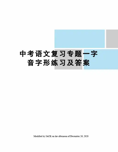 中考语文复习专题一字音字形练习及答案