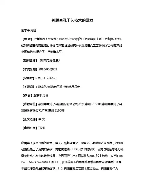 树脂塞孔工艺技术的研发