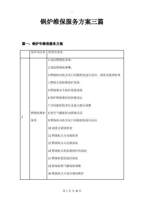 锅炉维保服务方案三篇