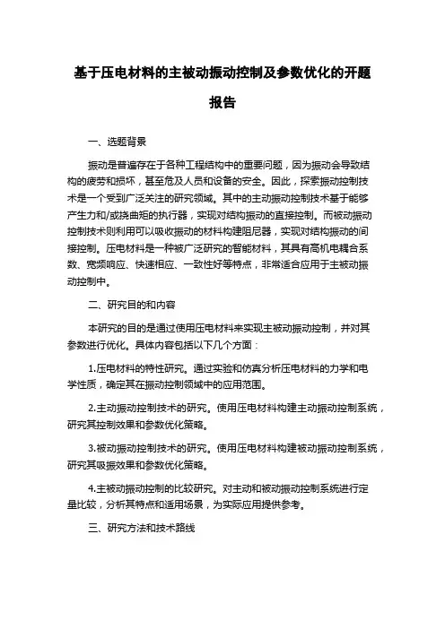 基于压电材料的主被动振动控制及参数优化的开题报告