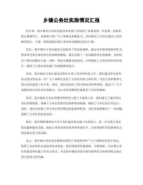 乡镇公务灶实施情况汇报