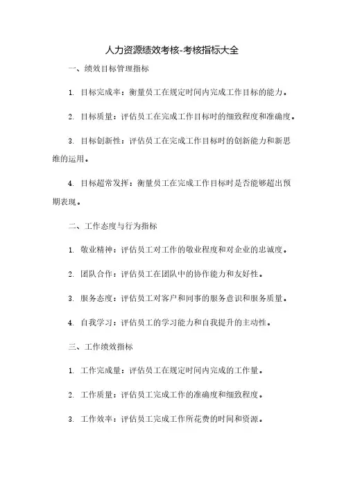 人力资源绩效考核-考核指标大全