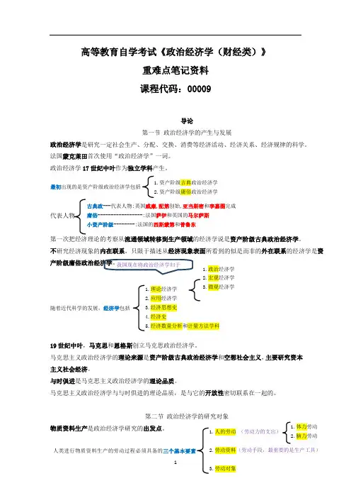 自考00009政治经济学重难点笔记资料