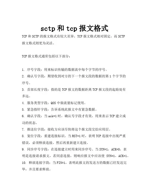 sctp和tcp报文格式