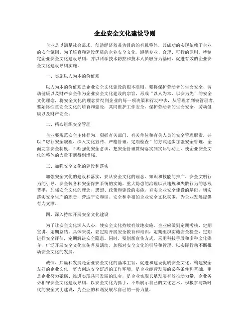 企业安全文化建设导则