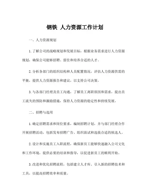 钢铁 人力资源工作计划