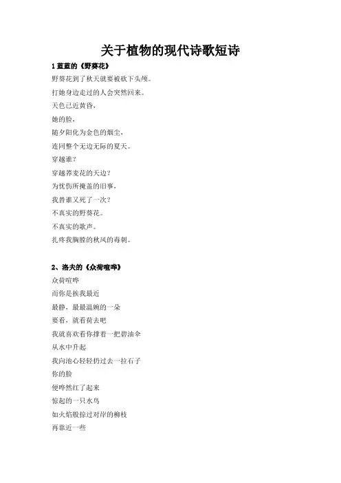 关于植物的现代诗歌短诗