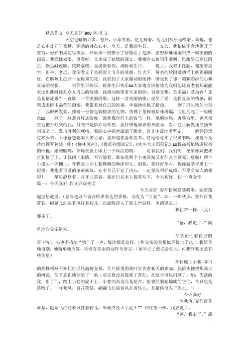 今天真好(900字)作文