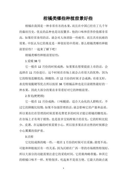 柑橘类哪些种植前景好些