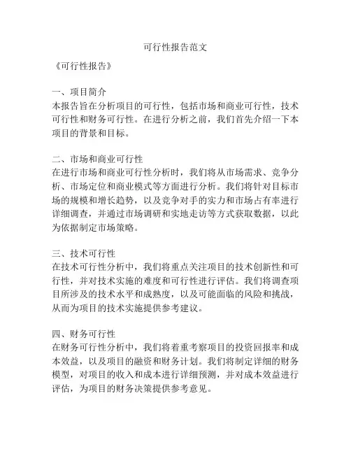 可行性报告范文