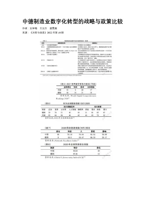 中德制造业数字化转型的战略与政策比较