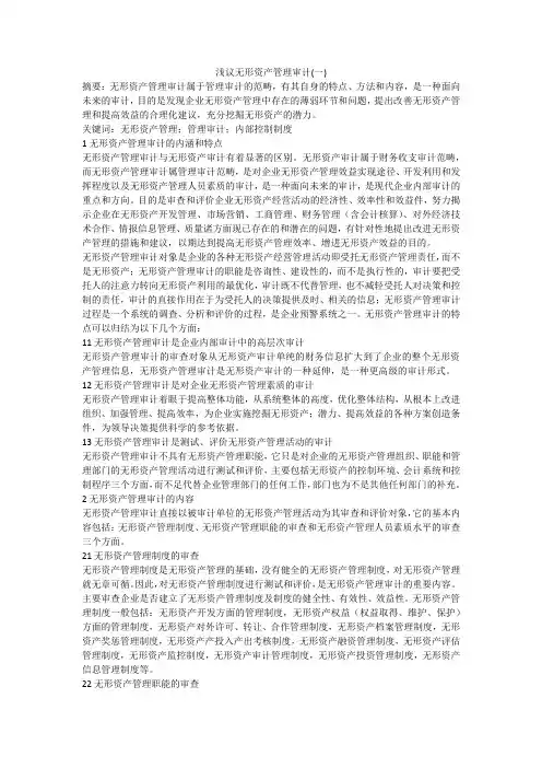 浅议无形资产管理审计(一)