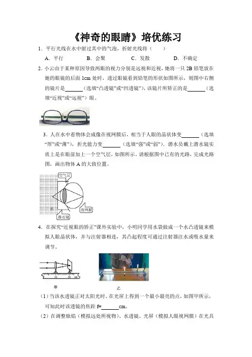 沪科版八年级物理全一册培优练习题 神奇的眼睛1
