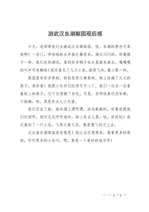 游武汉东湖梨园观后感