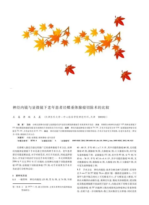 神经内镜与显微镜下老年患者经蝶垂体腺瘤切除术的比较
