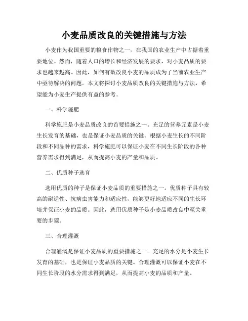 小麦品质改良的关键措施与方法