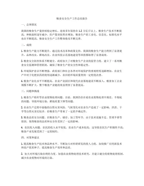 粮食安全生产工作总结报告