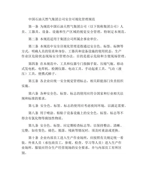 中国石油天然气集团公司安全目视化管理规范