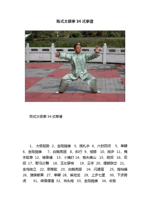 陈式太极拳34式拳谱