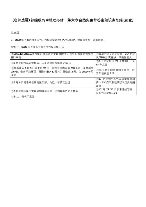 部编版高中地理必修一第六章自然灾害带答案知识点总结(超全)