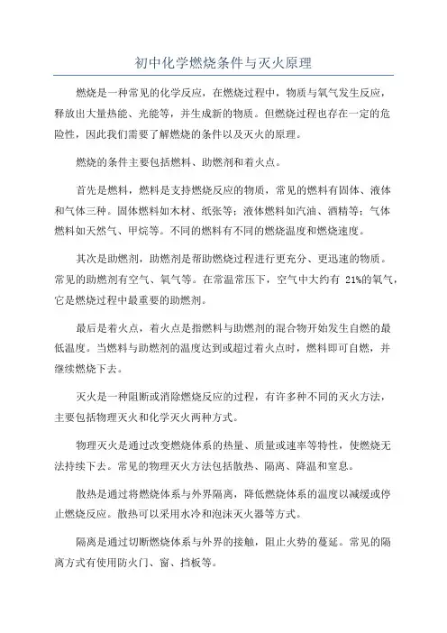 初中化学燃烧条件与灭火原理