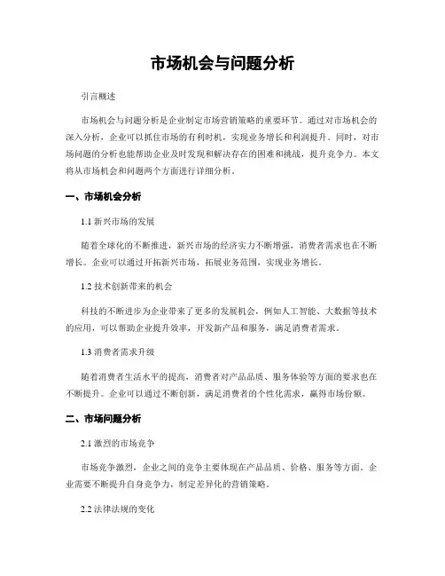 市场机会与问题分析