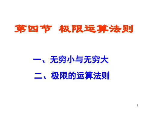 第四、五节  无穷大与无穷小 极限运算法则