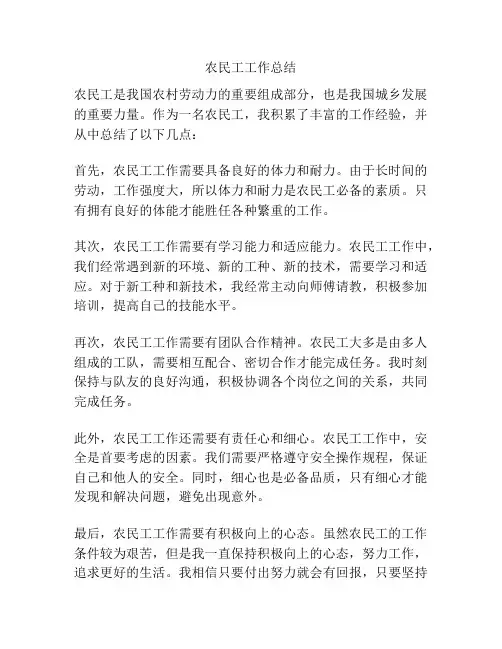 农民工工作总结