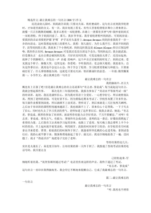 最让我难忘的一句名言(500字)作文