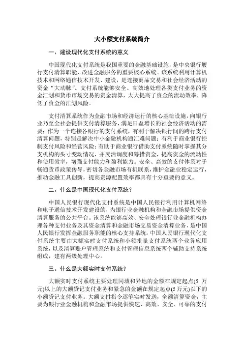 大小额支付系统简介