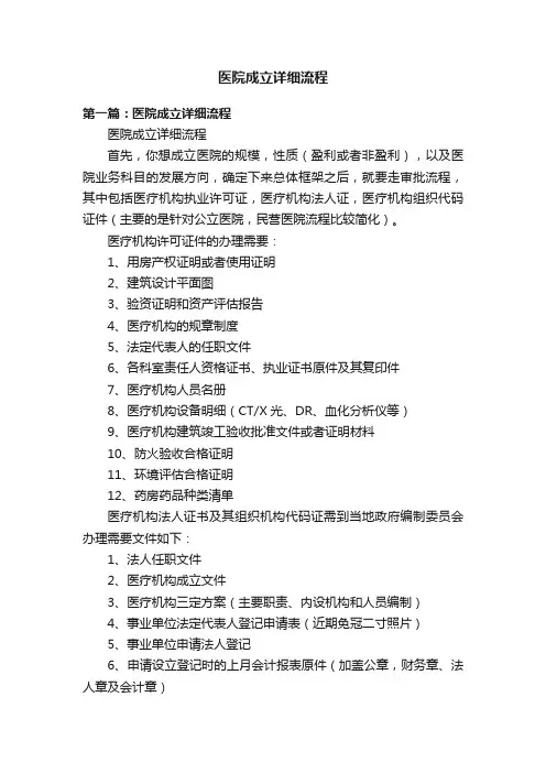 医院成立详细流程