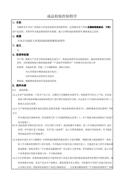 成品检验控制程序
