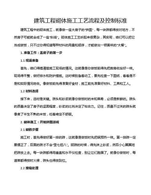 建筑工程砌体施工工艺流程及控制标准