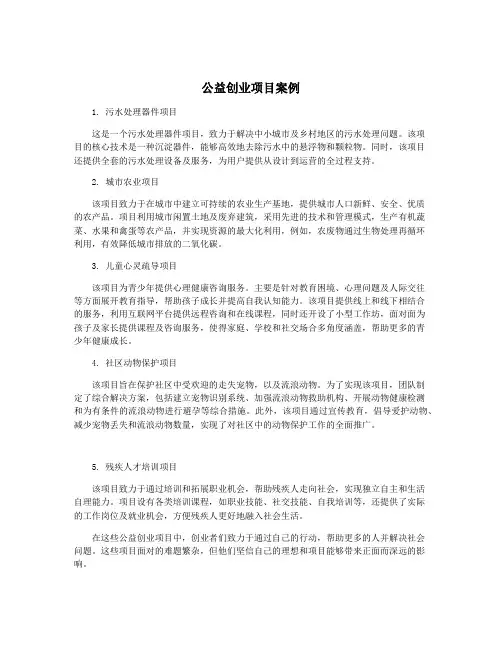 公益创业项目案例