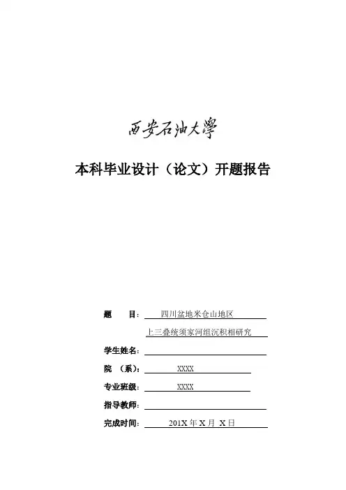 沉积相研究开题报告