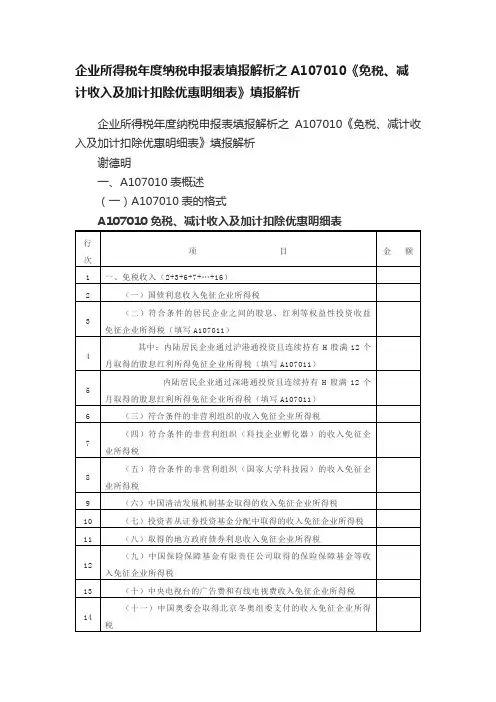 企业所得税年度纳税申报表填报解析之A107010《免税、减计收入及加计扣除优惠明细表》填报解析