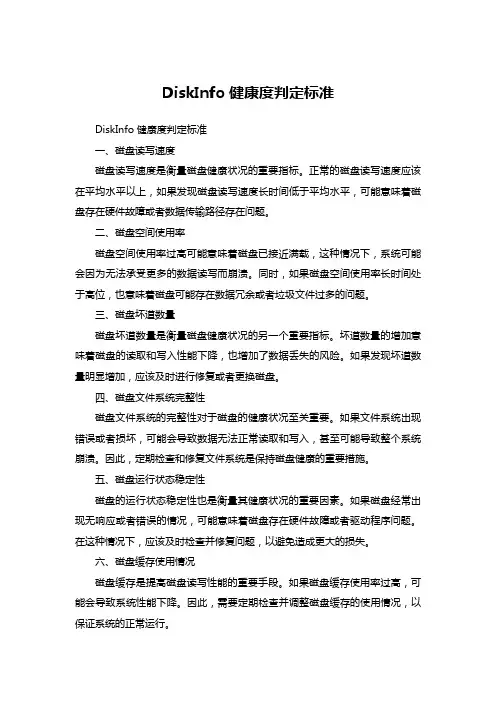 diskinfo健康度判定标准