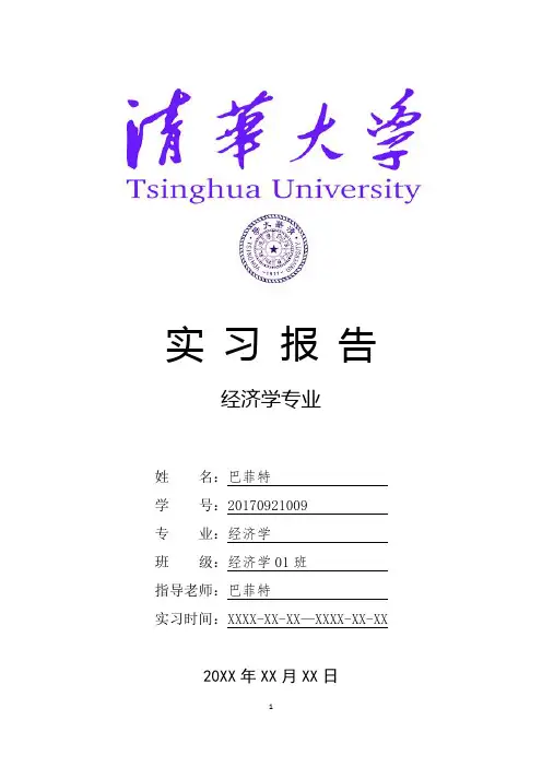 清华大学经济学专业实习报告范文模板