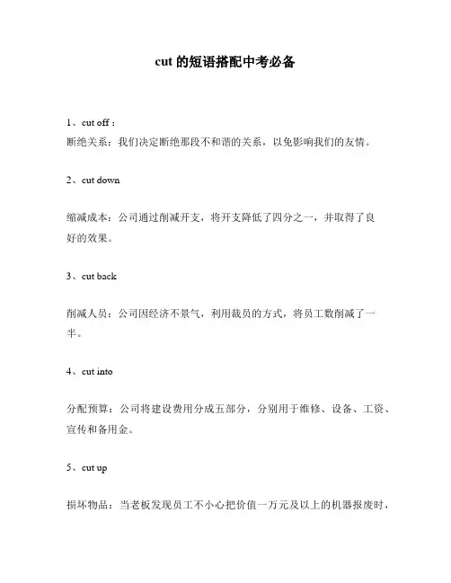 cut的短语搭配中考必备