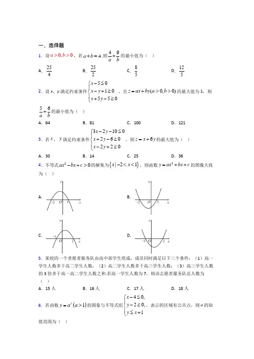 (典型题)高中数学必修五第三章《不等式》测试题(含答案解析)