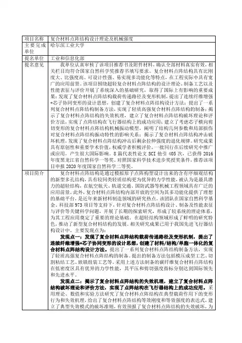 复合材料点阵结构设计理论及机械强度