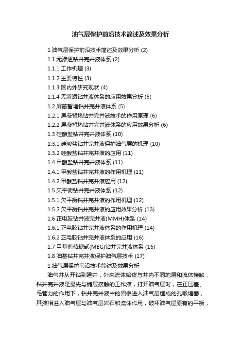 油气层保护前沿技术简述及效果分析