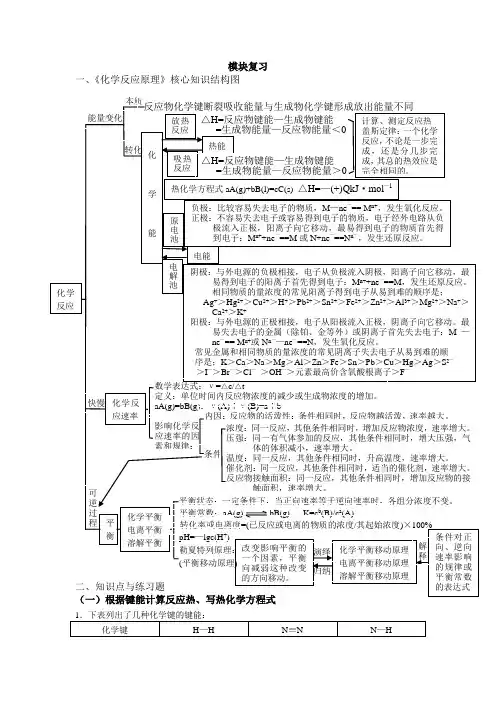 模块复习 《化学反应原理》核心知识结构图
