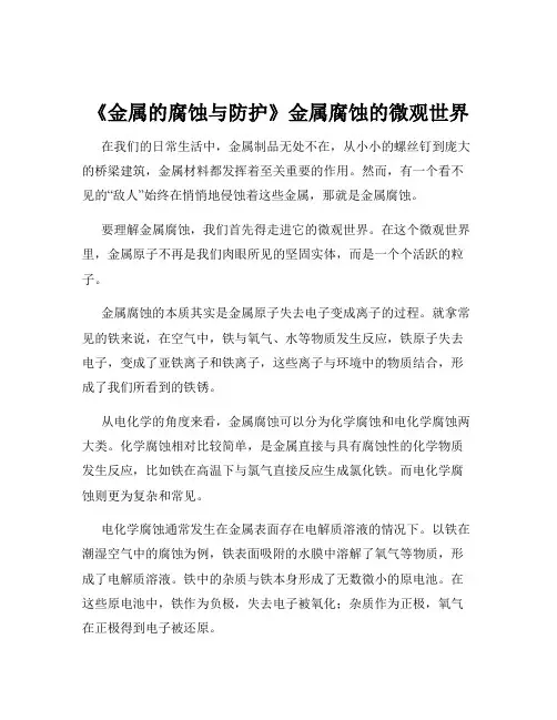 《金属的腐蚀与防护》金属腐蚀的微观世界