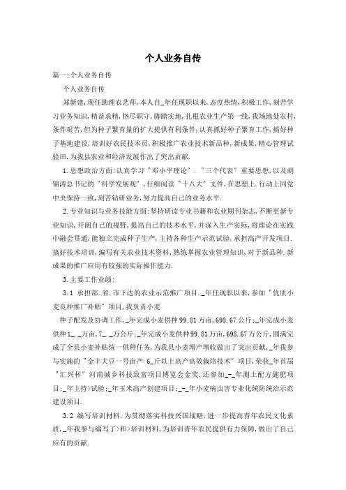 个人业务自传
