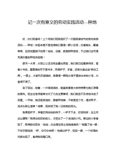 记一次有意义的劳动实践活动作文种地