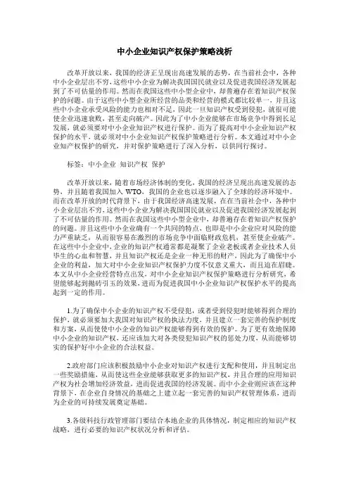 中小企业知识产权保护策略浅析