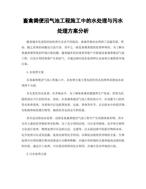 畜禽粪便沼气池工程施工中的水处理与污水处理方案分析