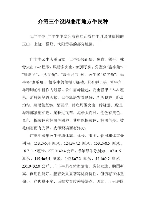 介绍三个役肉兼用地方牛良种